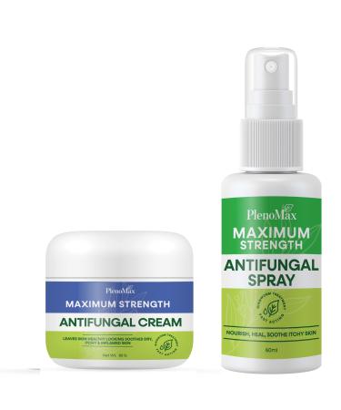 PLENO Ringworm Treatment for Humans: Antifungal Spray for Jock Itch Eczema Tinea Versicolor Athletes Foot - Antifungal Cream for Rash & Itchy Skin