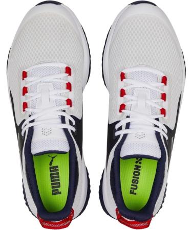 PUMA Men's Fusion Grip Golf Shoe - Size 42 EU | White Silver & Navy - International Shipping Available - Buy Online on GoSupps.com