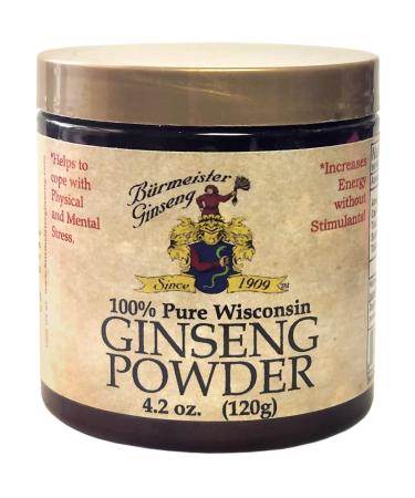 Burmeister Ginseng Instant American Ginseng Root Powder - Panax Powder - 100% Pure American Ginseng Powder, 4.2 oz (120g), 60 Servings, Non-GMO, Additives Free 16 Ounce (Pack of 1)