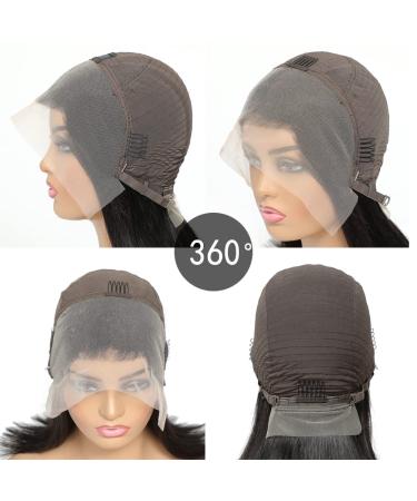 Brazilian Virgin Human Hair Bob Wig 10 13x4 Lace Frontal Pre Plucked with Baby Hair in Natural Black - Buy Online on GoSupps.com