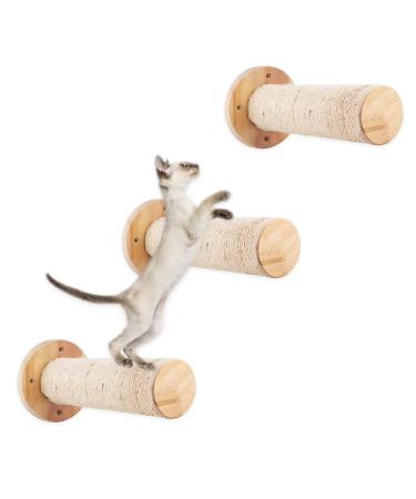 XIDAJIE Cat Wall Shelf, Cat Wall Furniture, 8.7 Inch Cat Climbing Step Wall-Mounted Cat Climbing Shelves with Jute Scratching 3 Steps Sisal Rope Grinding Claws Toy for Kitten Climbing Playing Lounging