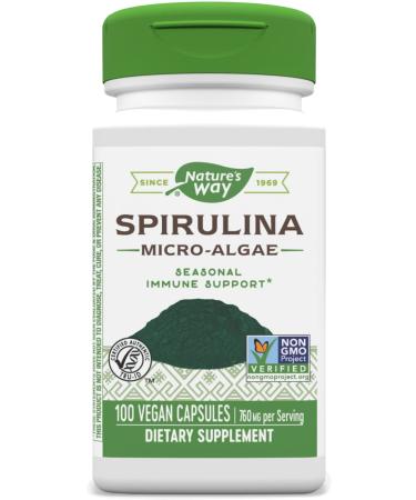 Nature's Way Spirulina Micro-Algae Capsules, 760 mg per Serving, Non-GMO Supplement, 100 Count - Buy Online on GoSupps.com