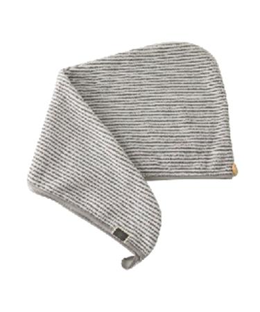 Bamboo microfiber hair towel wrap gray striped fast drying shower turban with button super absorbent anti-frizz bath (color: 6E502293-B)