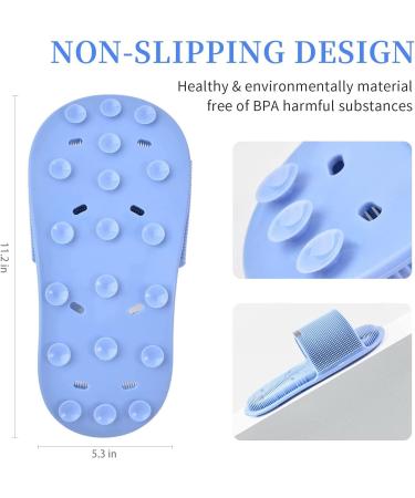 Buy Petalum Silicone Shower Sandals - Non-Slip Massage Foot Brush with Suction Cups | Deep Cleaning & Cornea Peeling | One Size - Blue - Buy Online on GoSupps.com