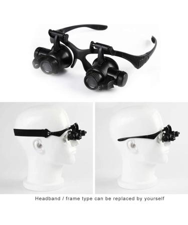 LED Head-Mounted Magnifying 10X 15X 20X 25X Eye Watch Repair Magnifier Glasses with 2 LED Lights (Color : Black) (Black) Full of Stars - Buy Online on GoSupps.com