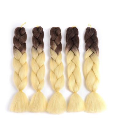 Buy Showjarlly Jumbo Braid Art Hair Extensions - 24 Inch Ombre KanCalon Hair Braid 5 Pack for Crochet Twists & Box Braids in Brown/Creamy White - International Shipping Available - Buy Online on GoSupps.com