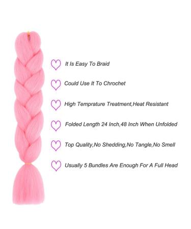 6 Packs Jumbo Braiding Hair Extensions - Colorful Kanekalon Crochet Box Braids - 24 inch Ombr Pink - 100g/PCs - Buy Online on GoSupps.com