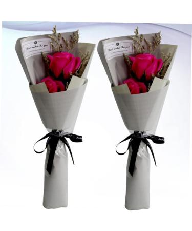 HOMSFOU 2pcs Rose Flower Soap Artificial Rose Flower The Gift Flower Soap Bouquet Flower Bouquets Artificial Flowers Bouquet Delicate Soap Flowers for Festival Decorate Fragrance Rosy 34x12x6cm - Buy Online on GoSupps.com