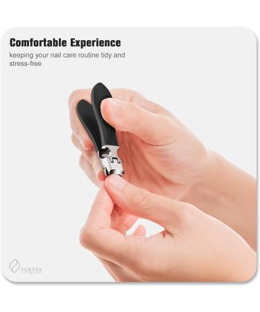 FERYES Thick Nail Clippers with Catcher - Precision Fingernail Cutter for Seniors - Black - Buy Online on GoSupps.com
