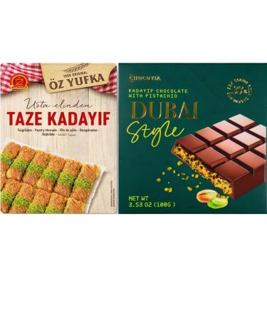 OZYUFKA Kadayif Kadaifi frais pour chocolat Dubaï 400 g, chocolat Chocovia Dubaï 100 g