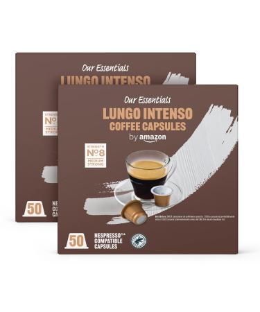 by Amazon Lungo Intenso Coffee Capsules Compatible with Nespresso Medium Roast 100 Count 2 Pack of 5