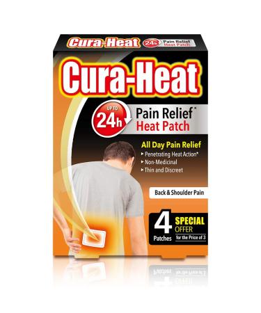 Cura-Heat Back and Shoulder Pain 4 patches 4 Count (Pack of 1) Regular size Single