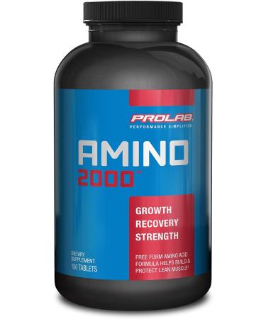 Prolab Nutrition Amino 2000 Essential Amino Acids for Muscle Recovery & Lean Muscle Mass - 150 Tablets (30 Servings) - Buy Online on GoSupps.com