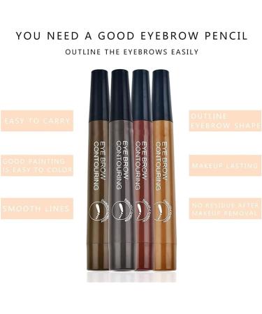 Lumierez Micro Fork Tip Precise Brow Pen 4 Tipped Precise Brow Pen Waterproof Micro Fork Tip Eyebrow Precise Brow Pen (Red brown) - Buy Online on GoSupps.com