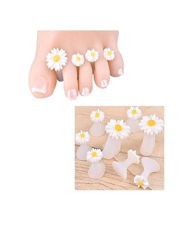 J Shop 8PCS Toe Silicone Separator Nail Art DIY Tool Pedicure Flower Water Drop Crystal Diamond Pearl Separator Tools for Foot Care (flower)