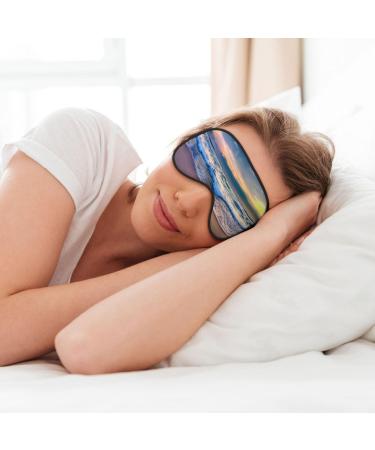 Serene Seaside Sunset Print Sleep Mask - Double-Sided Unisex Eye Mask for Sound Sleep & Skin Care - Buy Online on GoSupps.com