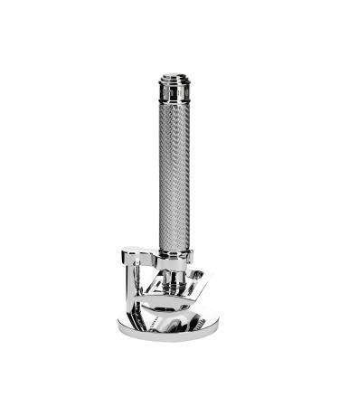 M HLE Traditional Shaving Set - Safety razor with closed comb and stand made of chrome-plated metal Silver 1 piece (1 pack)