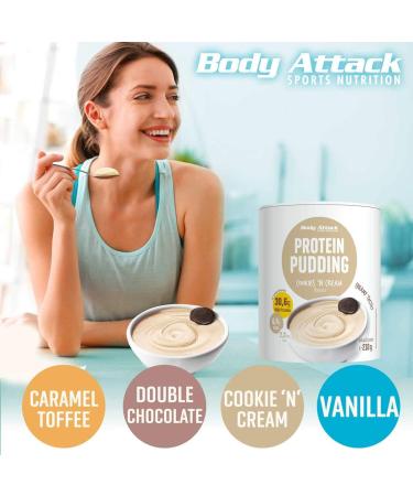 Body Attack Protein Pudding Vanilla - High Protein Snack 210g Pack - International Shipping Available - Buy Online on GoSupps.com