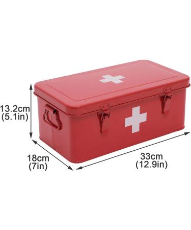 Xbopetda First Aid Medicine Box - Metal Storage Tin with Safety Lock for Home Emergency - Red - Buy Online on GoSupps.com