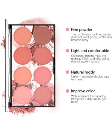 Blush Palette Makeup Blush Cream Palette Face Powder Blusher with 8 Blush 42G 8 Colors Blusher - Buy Online on GoSupps.com