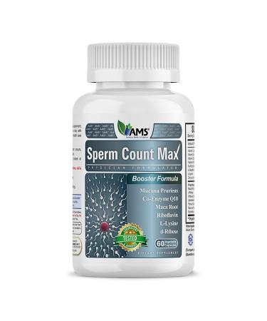 America Medic & Science Sperm Count Max (60 Capsules) | Male Fertility Supplement | Enhances Sperm Count and Reproductive Health | Prenatal Vitamins for Men | with Zinc CoQ10 Vitamin C B2 and B12 60 Count (Pack of 1)