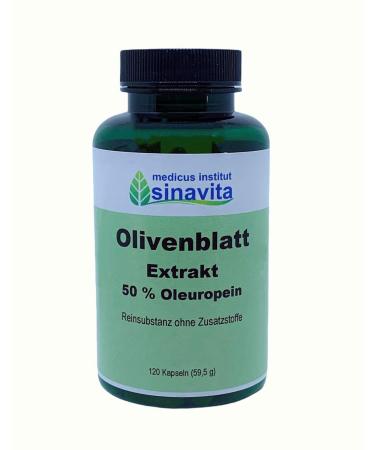 Olive leaf extract 50% oleuropein 120 capsules pure substance without additives vegetarian capsule shell German production