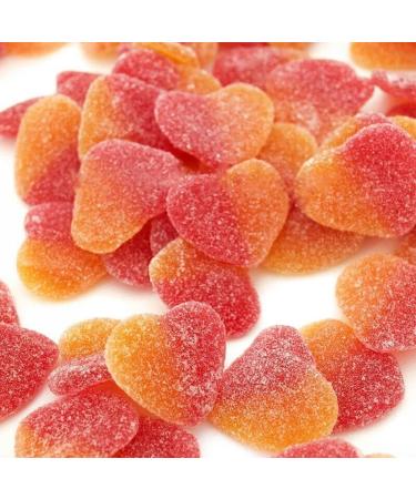 Peach Flavour Sugar Coated Gummy Jelly Heart Sweets - 1kg Bag (Approx 143 sweets)- Fat Free - Gluten Free - Lactose Free - Halal - Valentines Sweets - Cake Decoration - Buy Online on GoSupps.com