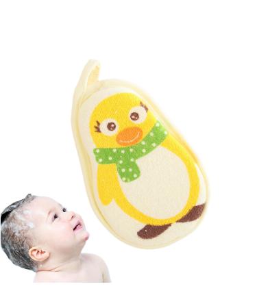 Bath Sponge for Children Sponge for Children for Bathing Cartoon Cleaning Sponge Reusable Body Washer Cute Bathroom Accessories for Sensitive Skin Children Shower Yellow Penguin