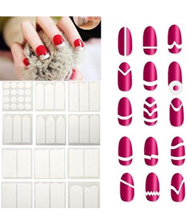 24 Sheet Nail Art Sticker Manicure Tool Nail Art Stencils French Tip Guides Stickers Form Fringe Guides Vinyl - Buy Online on GoSupps.com