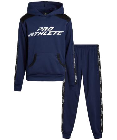 Pro Athlete Boys Sweatsuit Set - 2 Piece Fleece Pullover Hoodie and Jogger Sweatpants (8-16) Navy 14-16