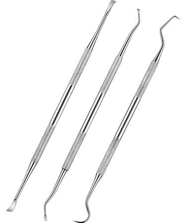 3 Pieces Dog Dental Tooth Scaler and Scraper Stainless Double Headed Tarter Remover Scraper Pet Teeth Cleaning Tools for Dog and Cat Silver