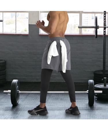 WIRIST 2 in 1 Running Pants for Men - Grey X-Large | Workout Compression Gym Athletic Shorts Leggings with Pocket - Buy Online on GoSupps.com