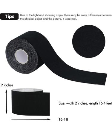 Kinesiology Tape Athletic Tape Elastic Therapeutic Sports Tape for Pain Relief Muscle Recovery and Joint Support Shoulder Knee Tennis Elbow Ankle Support Waterproof Breathable Latex Free 2" x 16.4 feet Per Roll Black Black 1 - Buy Online on GoSupps.com