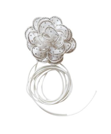 Oralgos Elegant necklace with sparkling rhinestones demanding flower trailer necklace stylish sparkling neck band decoration