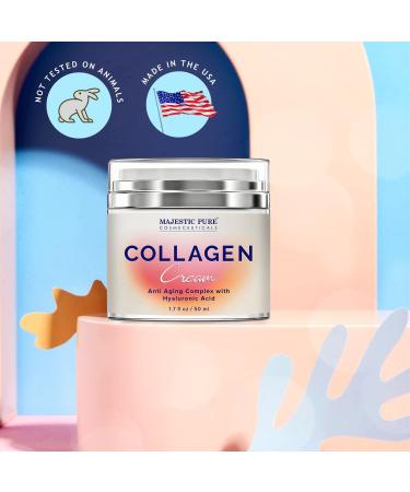 MAJESTIC PURE Collagen Cream for Face with Anti-Aging Complex and Hyaluronic Acid - 50ml - Buy Online on GoSupps.com