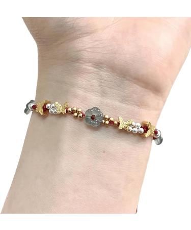 Oralgo Handmade Chinese Style Bracelet - Elegant Flower Butterfly and Pearl Woven Design for Women - Happiness Charm - Buy Online on GoSupps.com