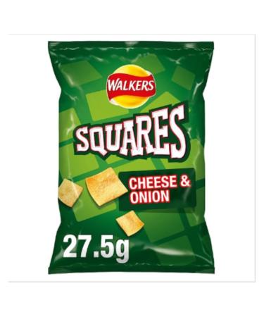 Walkers Squares Cheese & Onion Snacks 27.5g x Case of 32