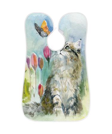 Buy Lovely Cat Butterfly Beard Bib Apron - Waterproof Grooming Cape for Men | Non-Stick Hair Catcher with Suction Cups | Perfect Gifts for Men - Buy Online on GoSupps.com