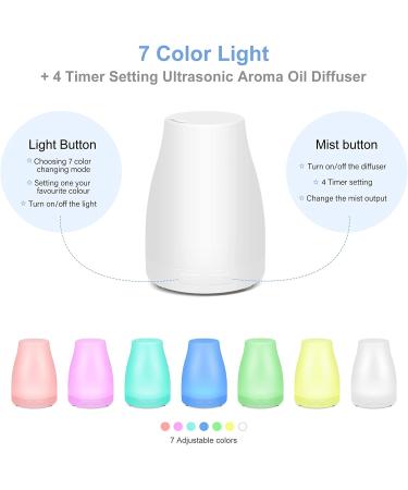 Homeweeks 300ml Colorful Essential Oil Diffuser | Adjustable Mist Mode | Auto Off Aroma Diffuser | for Bedroom/Office/Trip - Buy Online on GoSupps.com