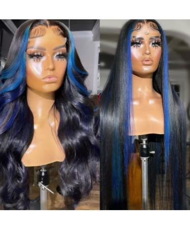 Beauty Forever Skunk Stripe Blue Dream Body Wave Lace Front Wig 20 inch - 150% Density Human Hair Wig for Women - Buy Online on GoSupps.com