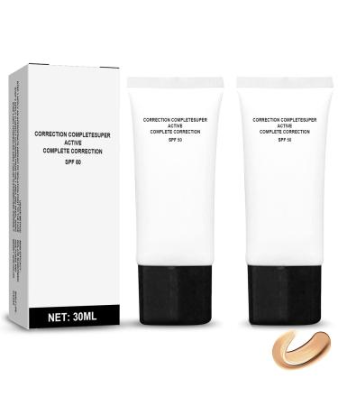 GreatMH 2Pack CC Cream Foundation Color Correcting Cream CC Cream For Mature Skin Self Adjusting SPF 50 Cosmetics Natural Color