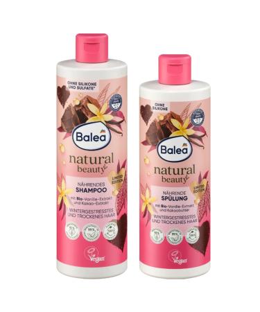Generisch Balea Natural Beauty Shampoo with Vanilla Extract and Cocoa Butter 400ml + Natural Beauty Conditioner with Vanilla Extract and Cocoa Butter 350ml