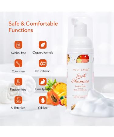Eyelash Shampoo for Extensions | Foam Cleanser 60ml | Tropical Fruit Lash Care - Buy Online on GoSupps.com