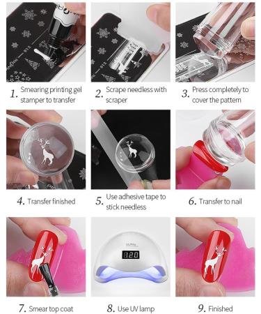 MINAYANLEO 8 Pcs Nail Art Stamper Kit - Transparent Jelly Stamper with Scraper and Brushes for Manicure DIY - Buy Online on GoSupps.com
