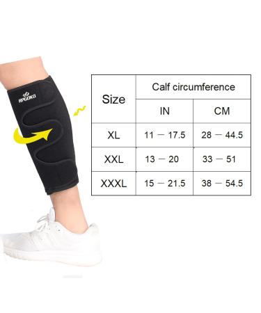 Calf Support Brace 2 PACK - Adjustable Shin Splint Compression Wrap for Pain Relief - XXXL Black - Buy Online on GoSupps.com