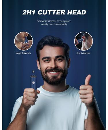 Buy Ear & Nose Hair Trimmer with LED Display - Painless USB Rechargeable for Men & Women IPX7 Waterproof Dual Edge Blades (Cyan) | International Shipping Available - Buy Online on GoSupps.com