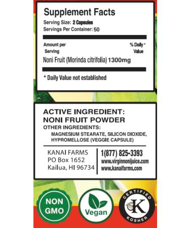Kanai Farms Virgin Noni Powder - 100% Pure Noni Powder Capsules Certified Organic - Buy Online on GoSupps.com