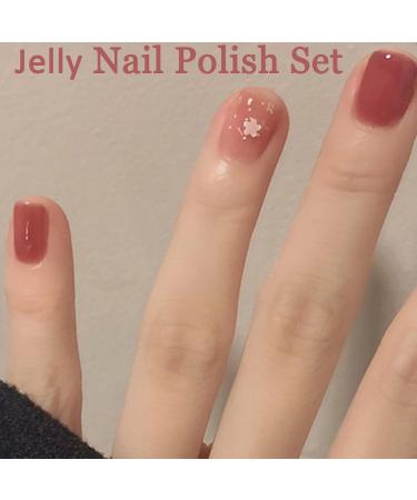 Jelly Nail Polish Red Tea Cherry blossoms Sparkles Crystal Gel Polish and Top Coat Nail Polish 3-in-1 Set Fast Drying and Long Lasting Jelly Nail Varnish Set Red Gel Nail Polish Gift Set - Buy Online on GoSupps.com