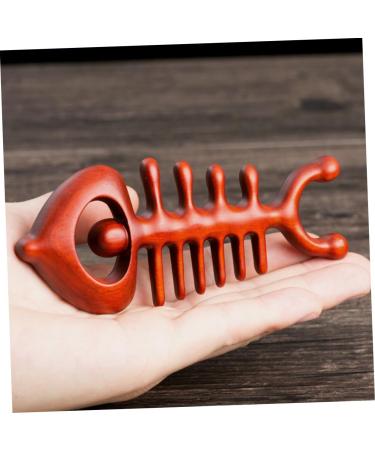 Fomiyes Fishing Bones Shaped Massager - Creative Wooden Gua Sha Ridge Comb for Scalp & Body Massage - Rosewood Meridian Relief - Buy Online on GoSupps.com