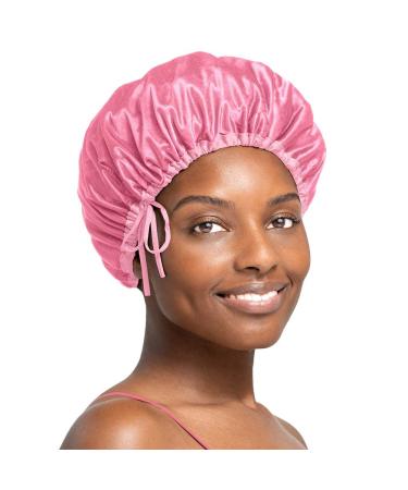 Stay On Satin Anti-Breakage Drawstring Bonnet (Pink)